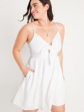 Old Navy White Tie-Front Mini Dress